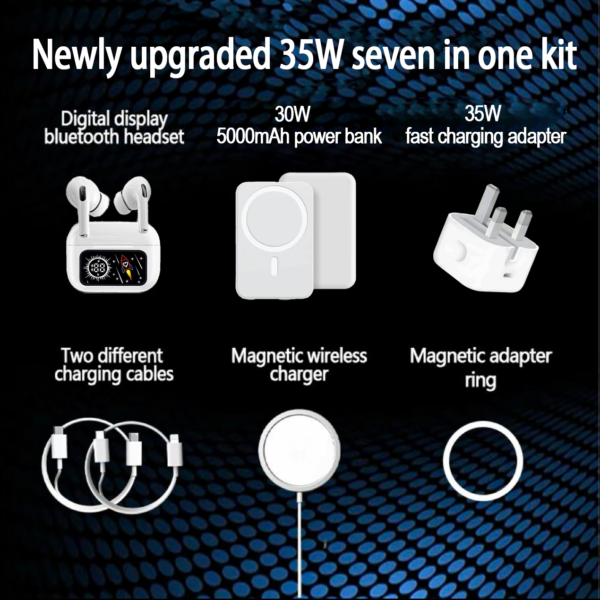 Headphones, power bank, charger, data cable, magnetic charging adapter, magnetic enhancement ring, 6-in-1 mobile phone accessory, gift box set
