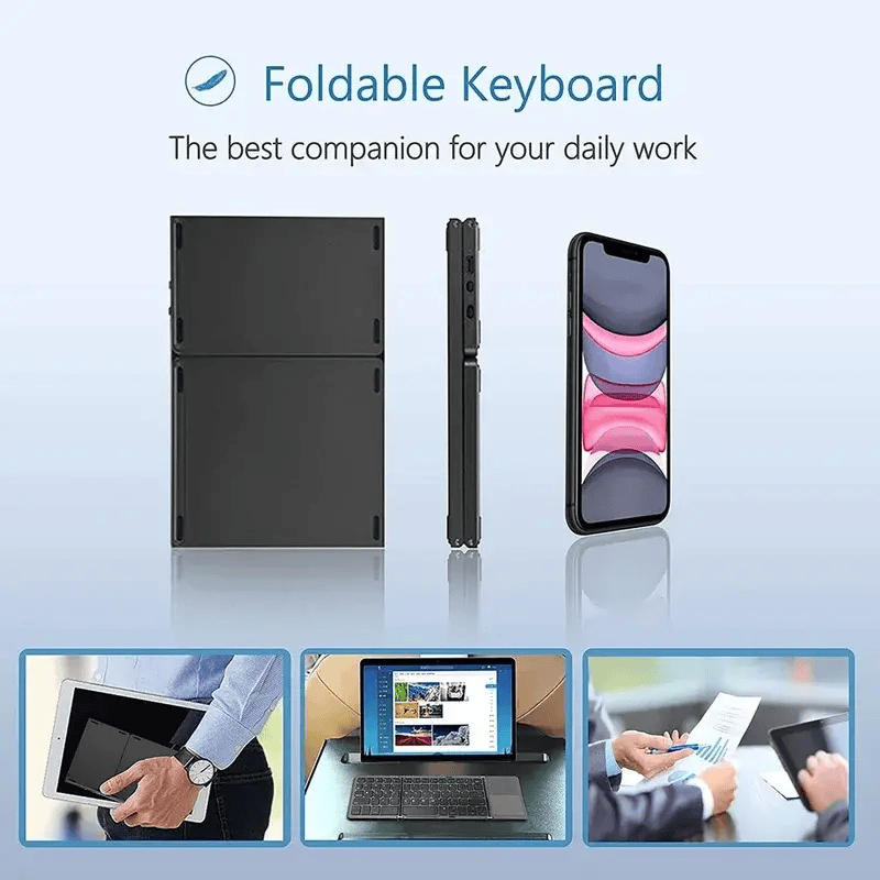 Combining ultra-thin folding design, lightweight structure, Bluetooth connectivity, and multi-device compatibility, this keyboard serves as a complete mobile typing solution. It is designed for modern users who demand efficiency, portability, and flexibility in one compact device, making it ideal for both work and entertainment scenarios.