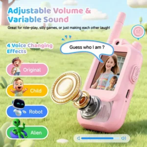 This children’s video walkie talkie is not just a toy, but a smart communication bridge between parents and kids. It allows real-time video and voice interaction, helping parents stay visually connected with their children even when they are not physically together. Whether at work, traveling, or in another room, parents can instantly check in and communicate with their child in a more engaging and comforting way, strengthening emotional connection through face-to-face interaction.