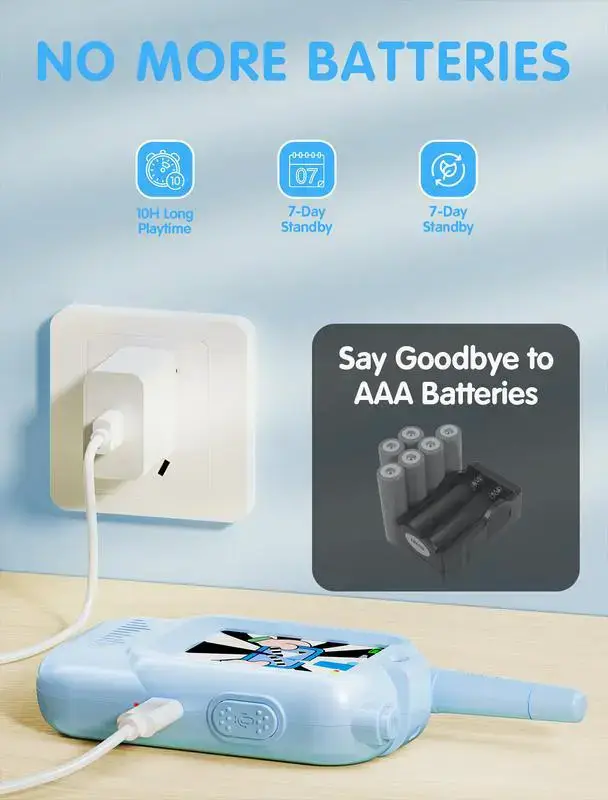 This children’s video walkie talkie is designed with a convenient charging system that ensures quick and easy power replenishment. Kids can simply connect the device for charging without complicated steps. The efficient charging design reduces waiting time and allows more playtime, making it ready for daily use at any moment. Parents can easily manage charging, ensuring the device is always prepared for the next adventure.