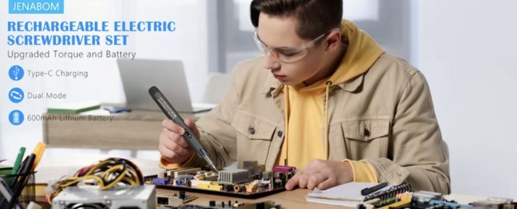 Motor output is finely tuned to reduce impact force, preventing damage or stripping in delicate electronic devices.
