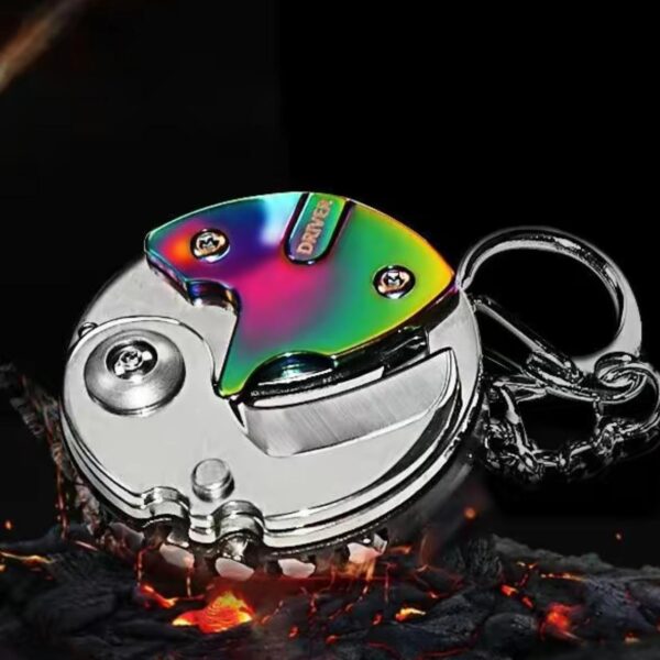 Multifunctional round folding hidden knife/screwdriver portable key hanger