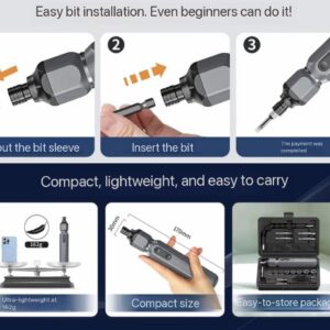 upgraded 38-in-1 Electric Screwdriver Set is designed with a highly efficient magnetic bit system that significantly improves usability and working speed. Each precision bit features strong magnetic adsorption, allowing quick attachment and stable fixation during operation. This ensures screws are firmly held in place, reducing the risk of dropping or losing tiny components during delicate repair tasks.