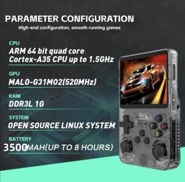 Newly upgraded R36S - Multi-functional retro game handheld console（64G）