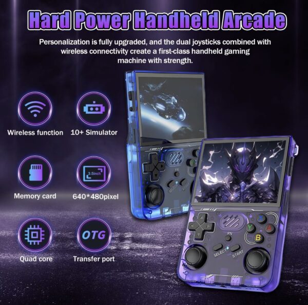 R36S New Generation Retro Game Console delivers a complete nostalgic gaming experience with access to over 20,000 built-in games. From classic arcade titles to action, racing, and large-scale 3A-style games, it covers nearly 90% of mainstream gaming genres. With multiple built-in emulators, users can relive childhood memories while also exploring a massive library of modern retro-compatible titles, all in one compact handheld device.