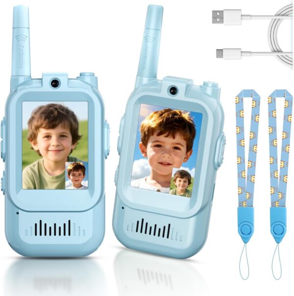 Multifunctional visual children's video intercom toy set(pink blue 2-piece)
