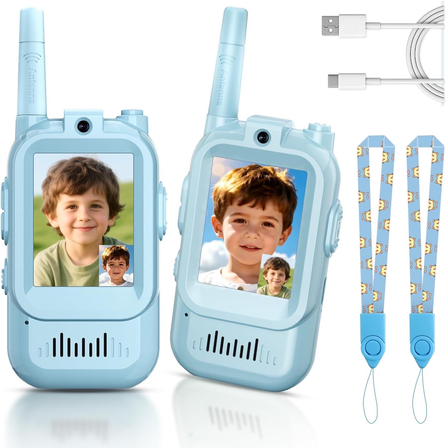 Multifunctional visual children's video intercom toy set(pink blue 2-piece) - Image 9