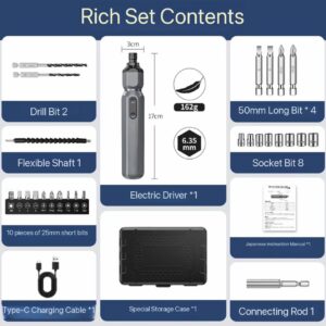 The complete 38-in-1 kit includes a wide range of precision bits covering multiple screw types such as Phillips, flathead, Torx, hex, and more. It also comes with essential repair accessories designed for mobile device servicing, including pry tools for screen opening, tweezers for precision handling, and extension shafts for deep or narrow spaces. All components are neatly organized in a compact storage case, ensuring easy portability and efficient tool management. Overall, the combination of magnetic precision control, user-friendly operation, and a complete accessory system makes this screwdriver set a versatile and reliable solution for both professional technicians and everyday DIY users.