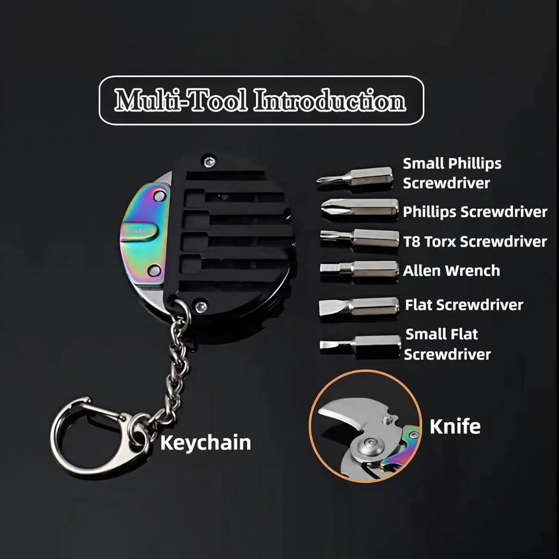 Multifunctional round folding hidden knife/screwdriver portable key hanger