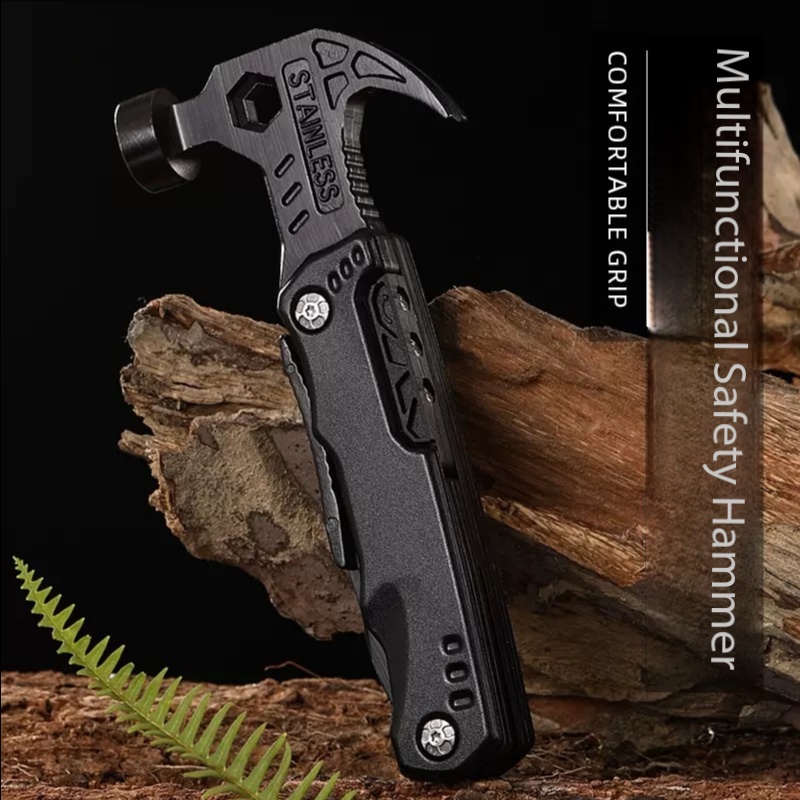 Multi-functional folding hammer/claw/knife/screwdriver all-in-one tool