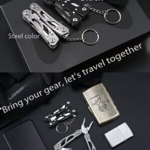 Not every problem in daily life requires a full-size toolbox. Sometimes you only need a simple tool to open a package, tighten a loose screw, cut a small piece of material, or handle a quick adjustment. This compact folding multi-tool is designed for everyday convenience. It combines multiple useful tools into one small and portable design, making it easy to carry anywhere you go. When folded, the tool takes up very little space and can be attached directly to your keychain, placed in your pocket, backpack, car compartment, or daily carry setup. Unlike traditional tools that stay at home because they are too large to carry, this mini multi-tool is always ready when you need it. When opened, it works as a compact pair of pliers for gripping and handling small objects. The built-in tools provide extra versatility, including screwdrivers, scissors, bottle opener, file, small knife, and other practical functions for everyday situations. From opening delivery packages at home, making quick adjustments at work, organizing small items, or preparing for outdoor activities, this multi-tool provides convenient support without taking up unnecessary space. Its lightweight folding structure makes it ideal for people who appreciate practical gear, simple solutions, and smart everyday accessories. A keychain does not have to be just an accessory. With this compact multi-tool, it becomes a small but useful helper that is always within reach.