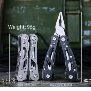 Compact folding tool keychain / Includes pliers / screwdriver / knife and other tools - Image 2