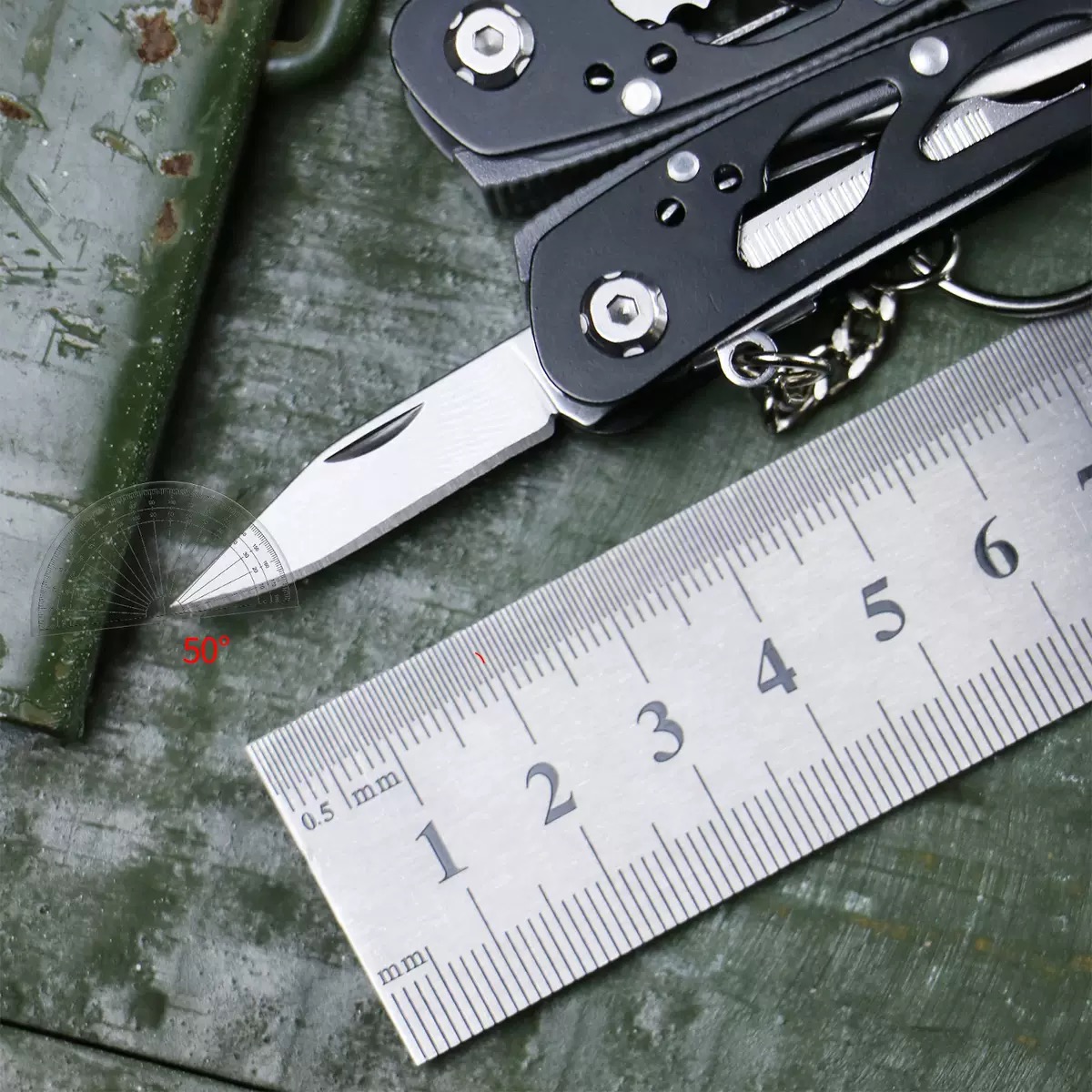 Compact folding tool keychain / Includes pliers / screwdriver / knife and other tools - Image 5