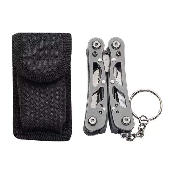 Compact folding tool keychain / Includes pliers / screwdriver / knife and other tools